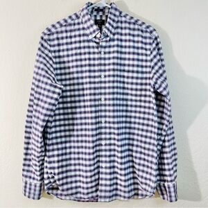 J. Crew Oxford Slim Plaid Long Sleeve Button Down Shirt Men Size Medium Blue/Red